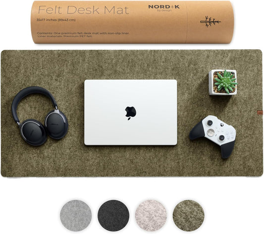 Nordik Large Felt Desk Mat, 35 x 17, 17 inch