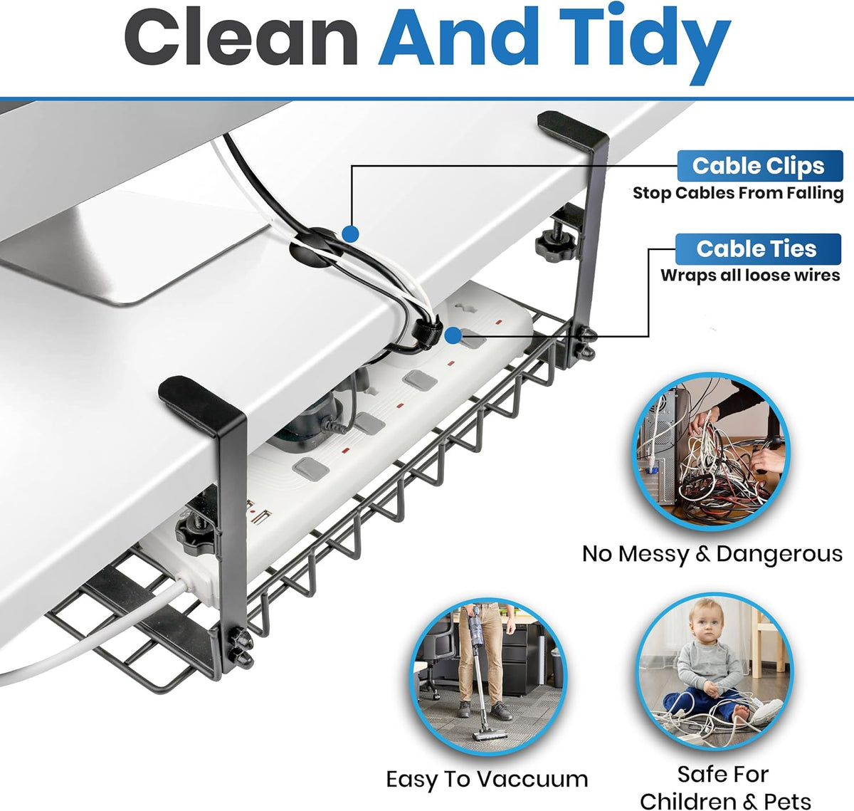 Under Desk Cable Management Tray, 4mm