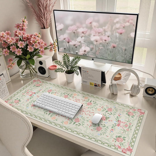 Cute Floral Desk Mat, Large Waterproof Mouse Pad