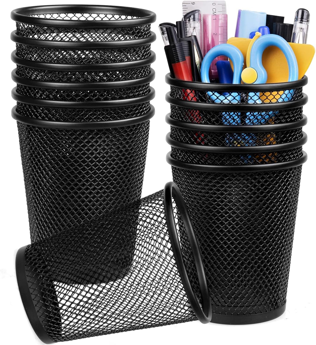 Gwybkq Pen Holder for Desk Mesh Pen Cups Metal Pencil Holder 12 Packs Desk Organizers and Storage