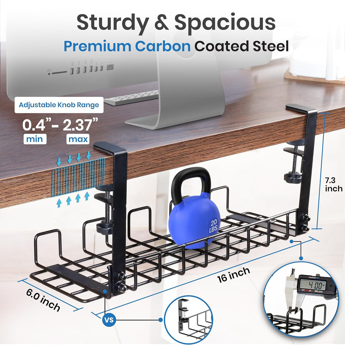 Under Desk Cable Management Tray, 4mm
