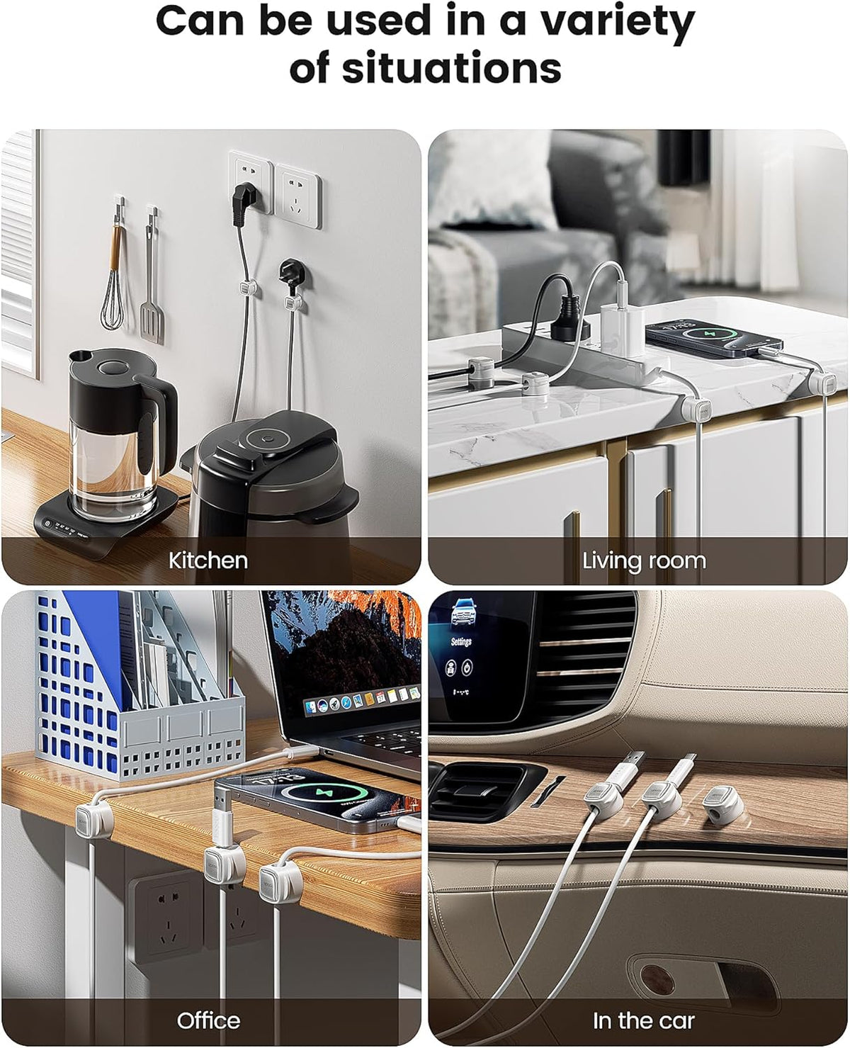 Magnetic Cable Clips, 6 Pack