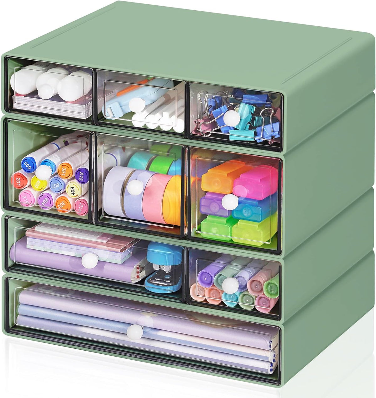 Desk Storage Organizer with 9 Drawers, Clear