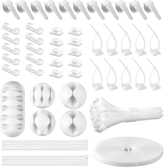 White Cable Management Organizer Kit
