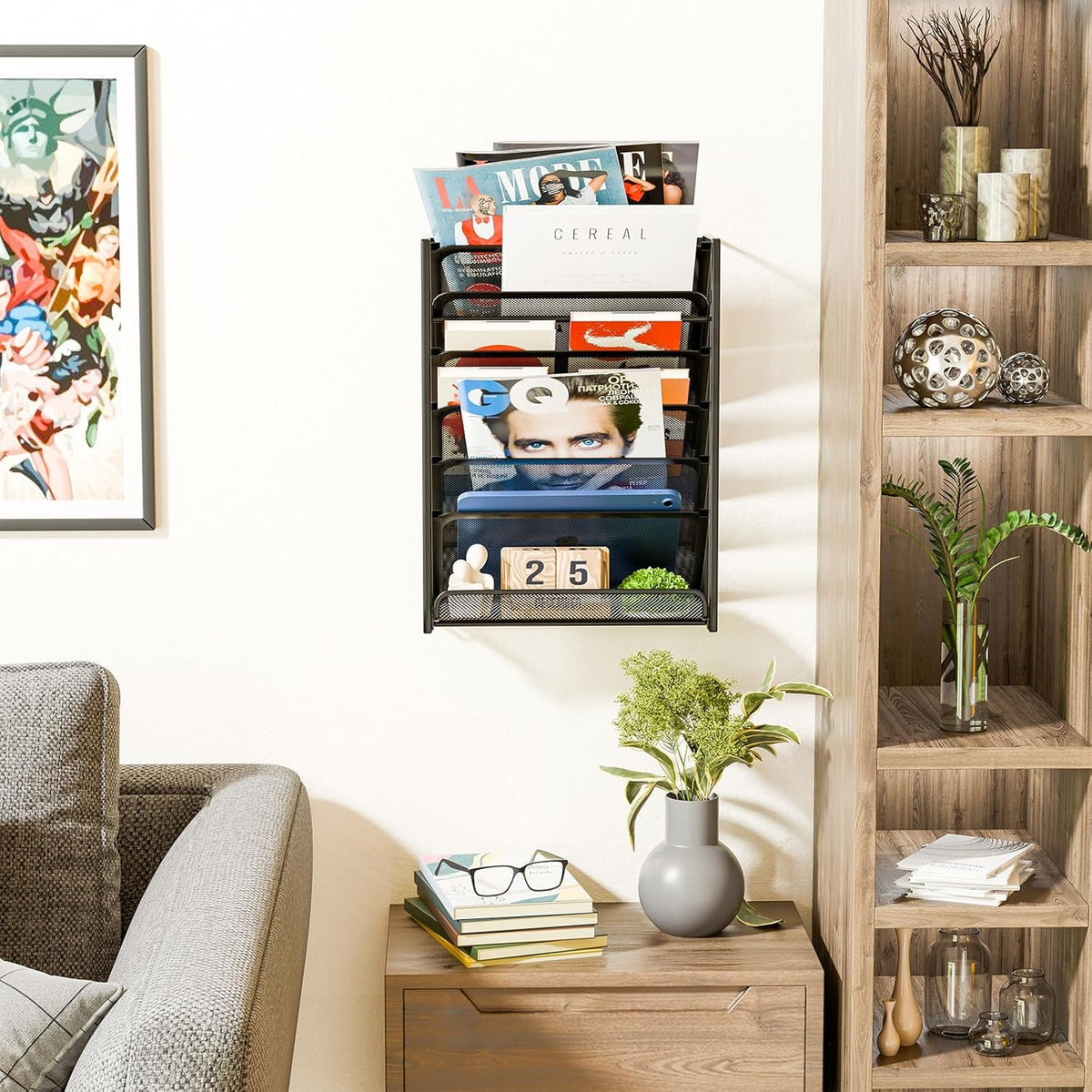 Wall File Organizer, Mesh 7-Tier Vertical Hanging File Holder