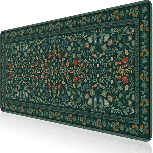 iCasso Desk Mat for Keyboard and Mouse, Large Mouse Pad, Desk Pad Mat, Anti-Slip Big Mousepad with Stitched Edges for Computer Desktop(Deep Green)