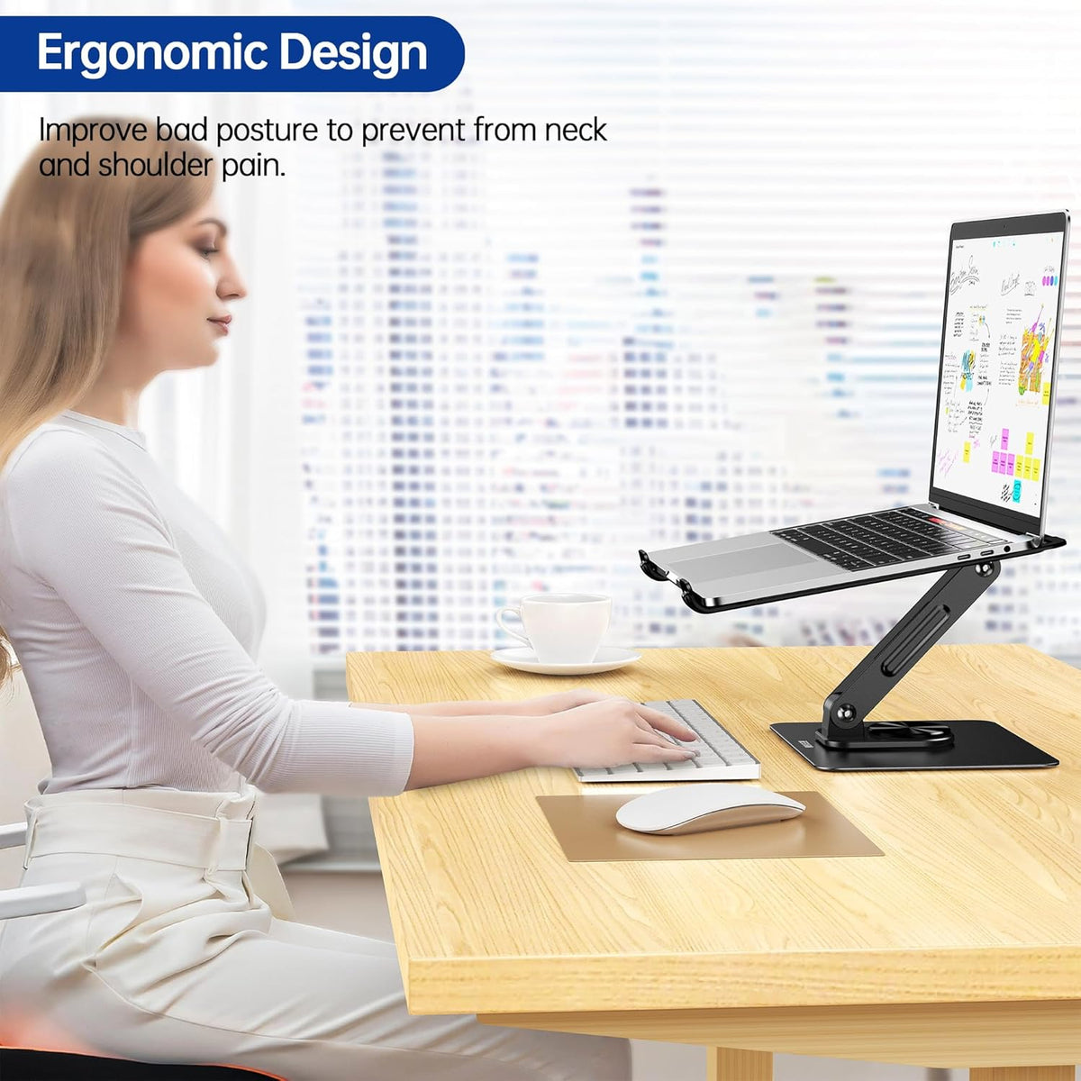 LS12 Laptop Stand with 360° Rotating Base