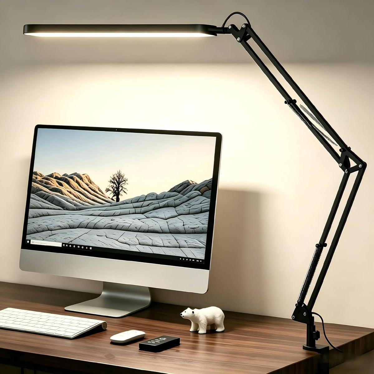 SKYLEO Desk Lamp for Home Office, Eye Comfortable LED Desk Light for Long Hours, Adjustable Swing Arm with Memory Function, Black