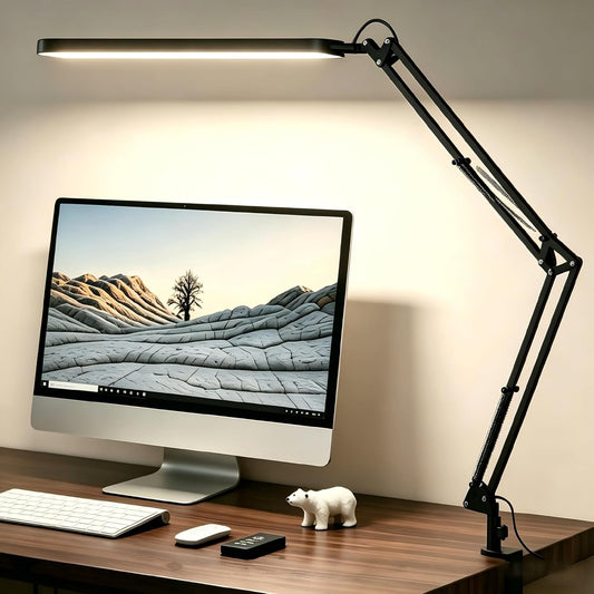 SKYLEO Desk Lamp for Home Office, Eye Comfortable LED Desk Light for Long Hours, Adjustable Swing Arm with Memory Function, Black