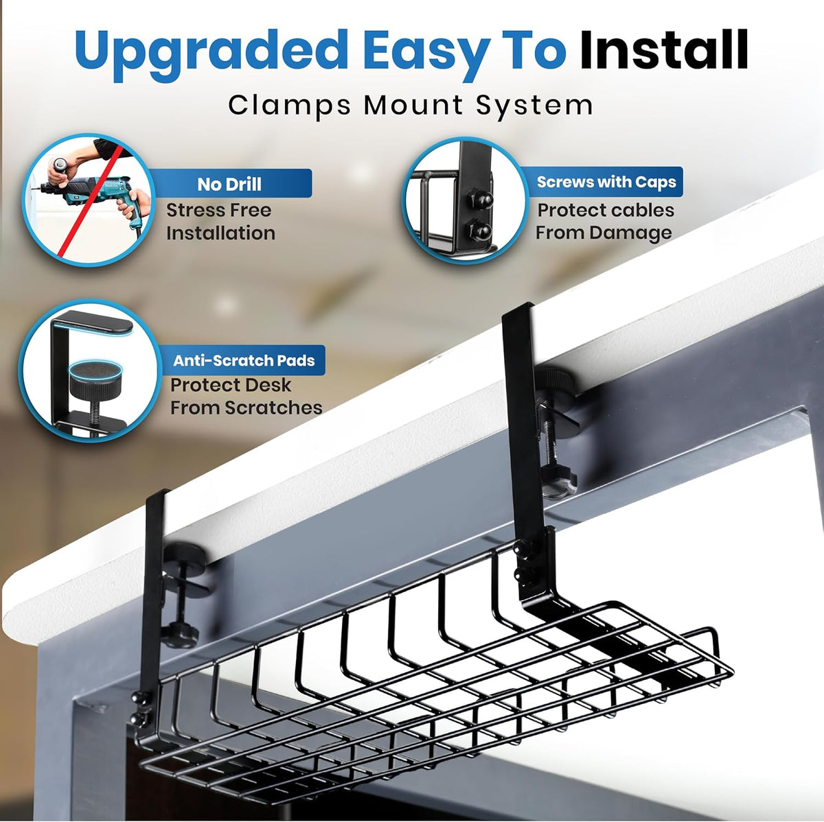 Under Desk Cable Management Tray, 4mm