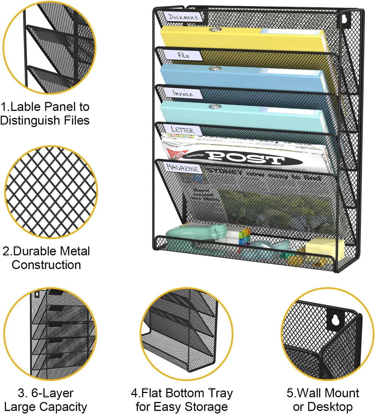 Hanging Folder Organizer Mesh 6 Tier