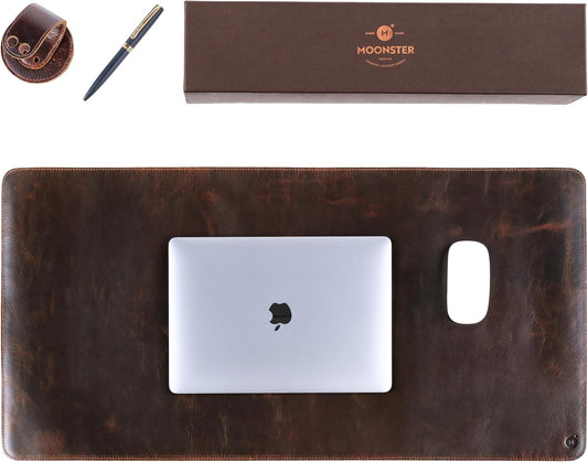 100% Genuine Leather Desk Pad with Ballpoint Pen Holder