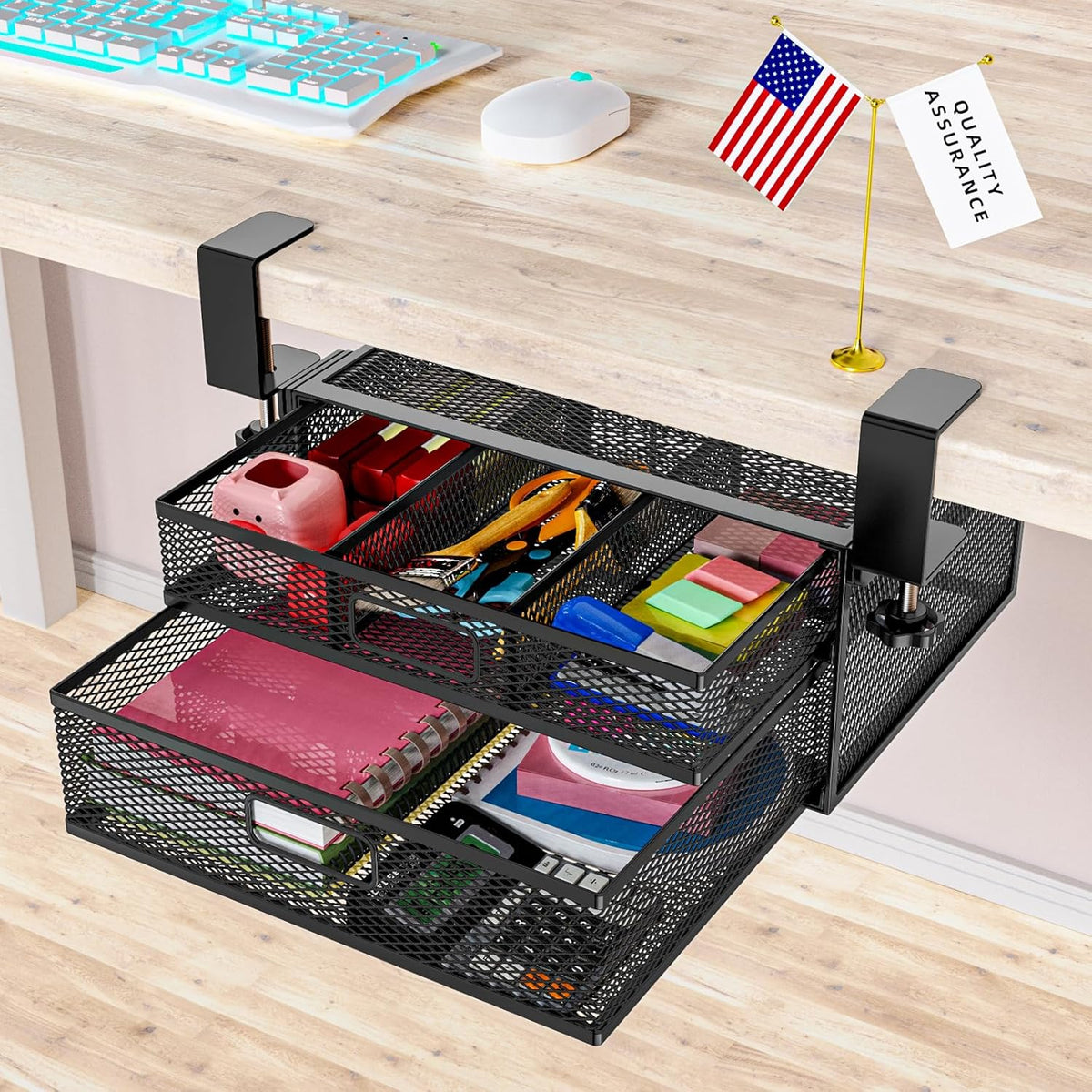 Under Desk Drawer Organizer No Drilling 2 Slide Out Drawer Under Desk