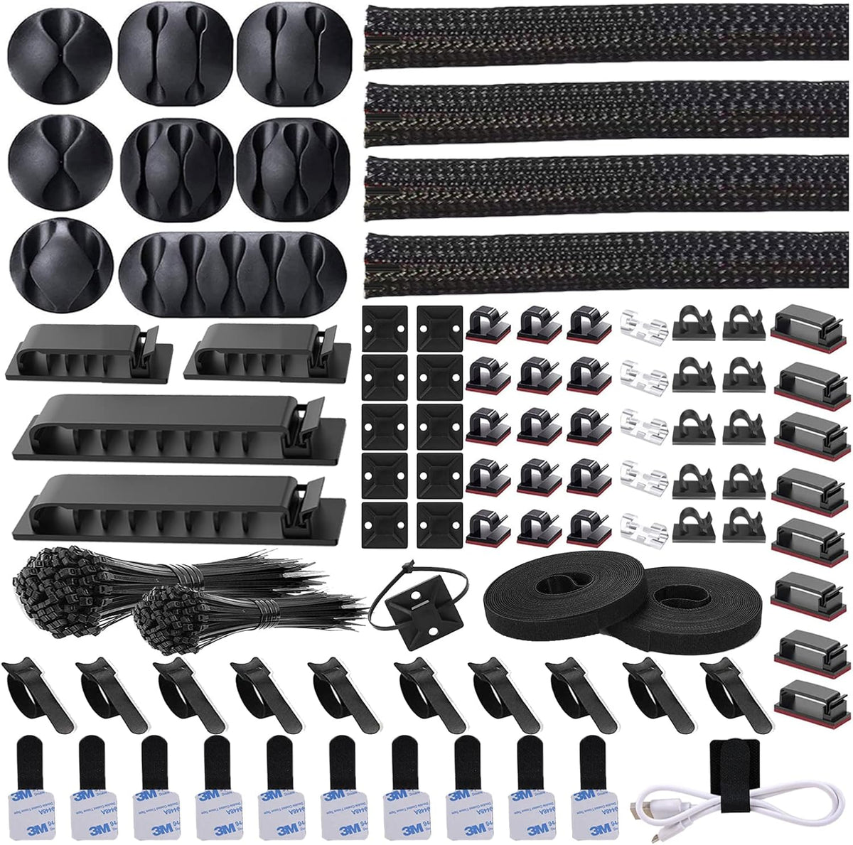 Cable Management Organizer Kit 4 Cable Sleeve Split