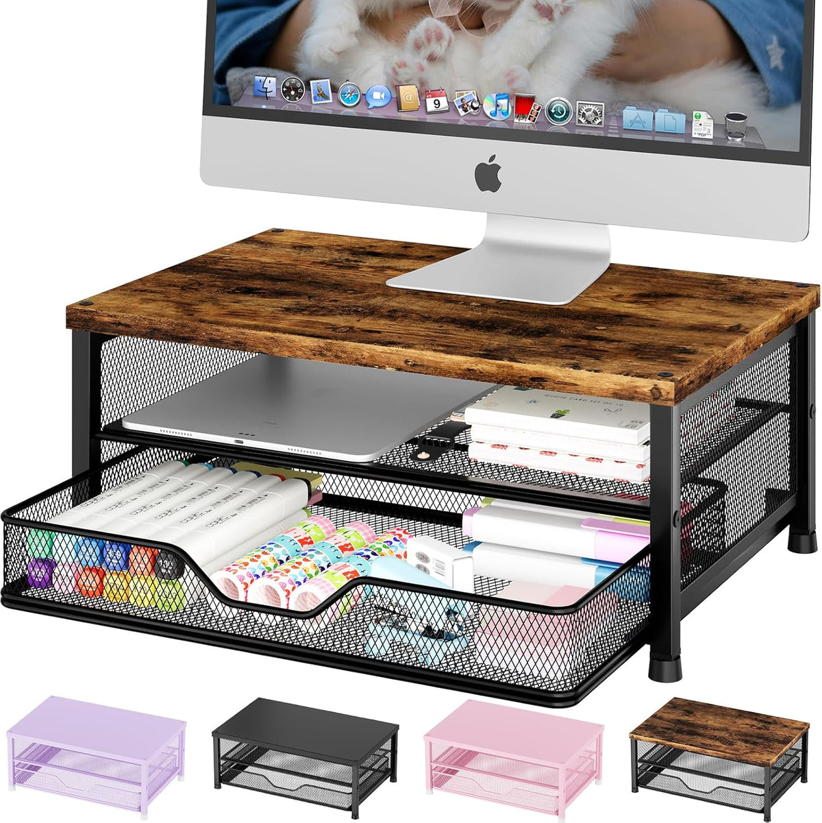 Computer Monitor Stand Riser, Brown
