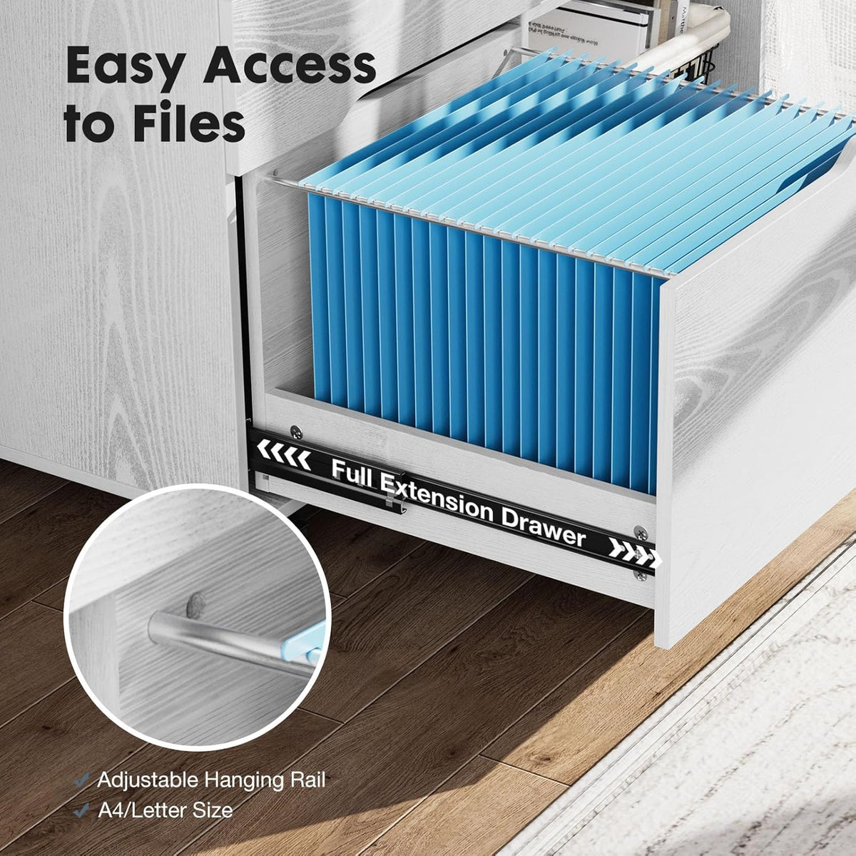 Lateral File Cabinet with 3 Drawers Rolling Filing Cabinets Under