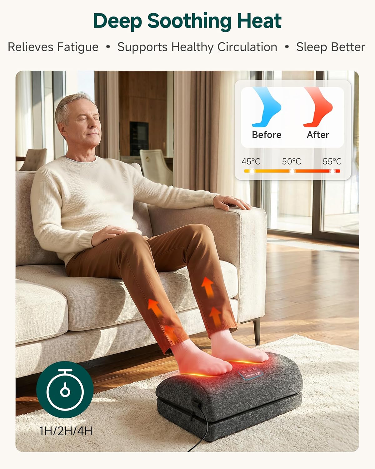 Footrest Massager with Adjustable Vibrating Heat