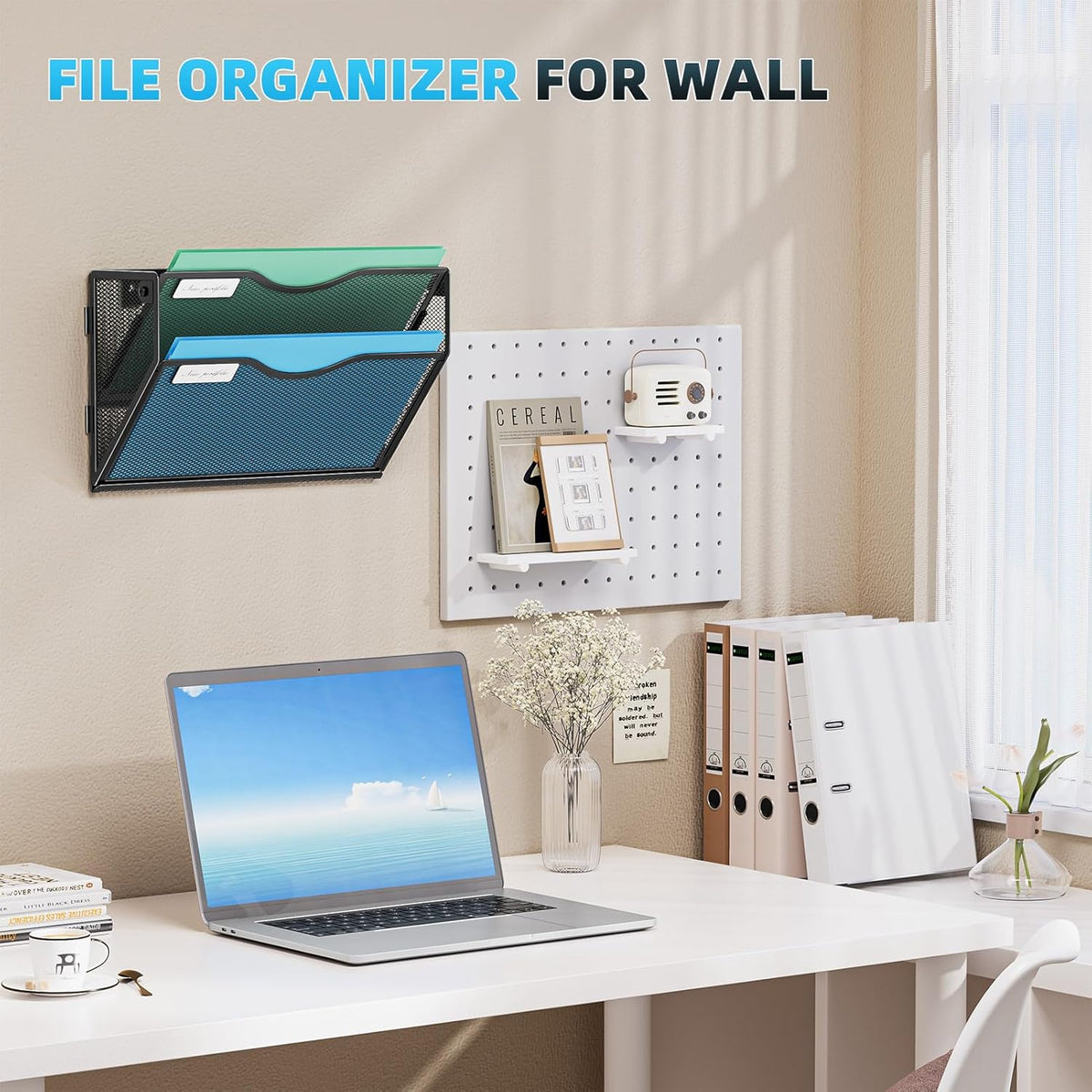 Wall File Holder 2-Tier Hanging Wall File Organizer