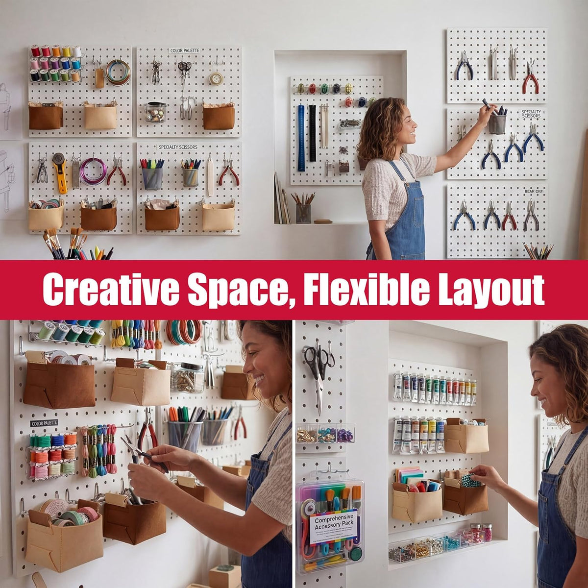 Peg Board, Metal PegBoard Organizer with Accessories