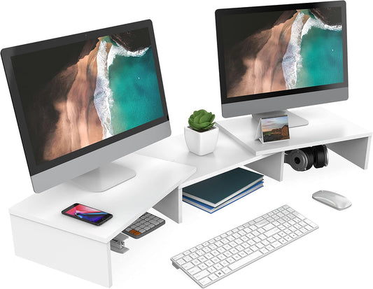 Dual Monitor Stand, 3 Shelf Computer Monitor Riser