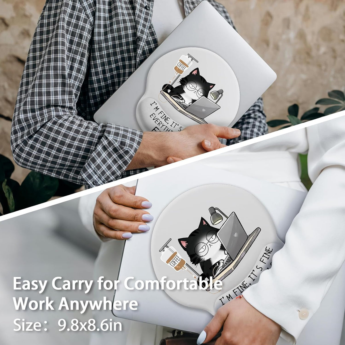 Cat Ergonomic Mouse Pad with Wrist Rest