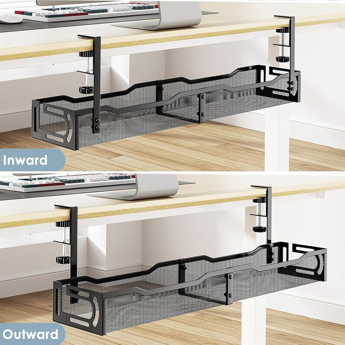 Cable Management, 25'' Cable Management Under Desk No Drill, Black