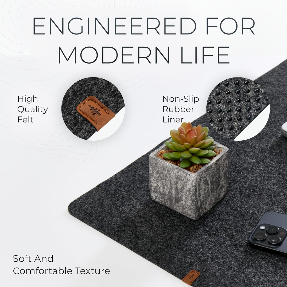 Nordik Large Felt Desk Mat, 35 x 17