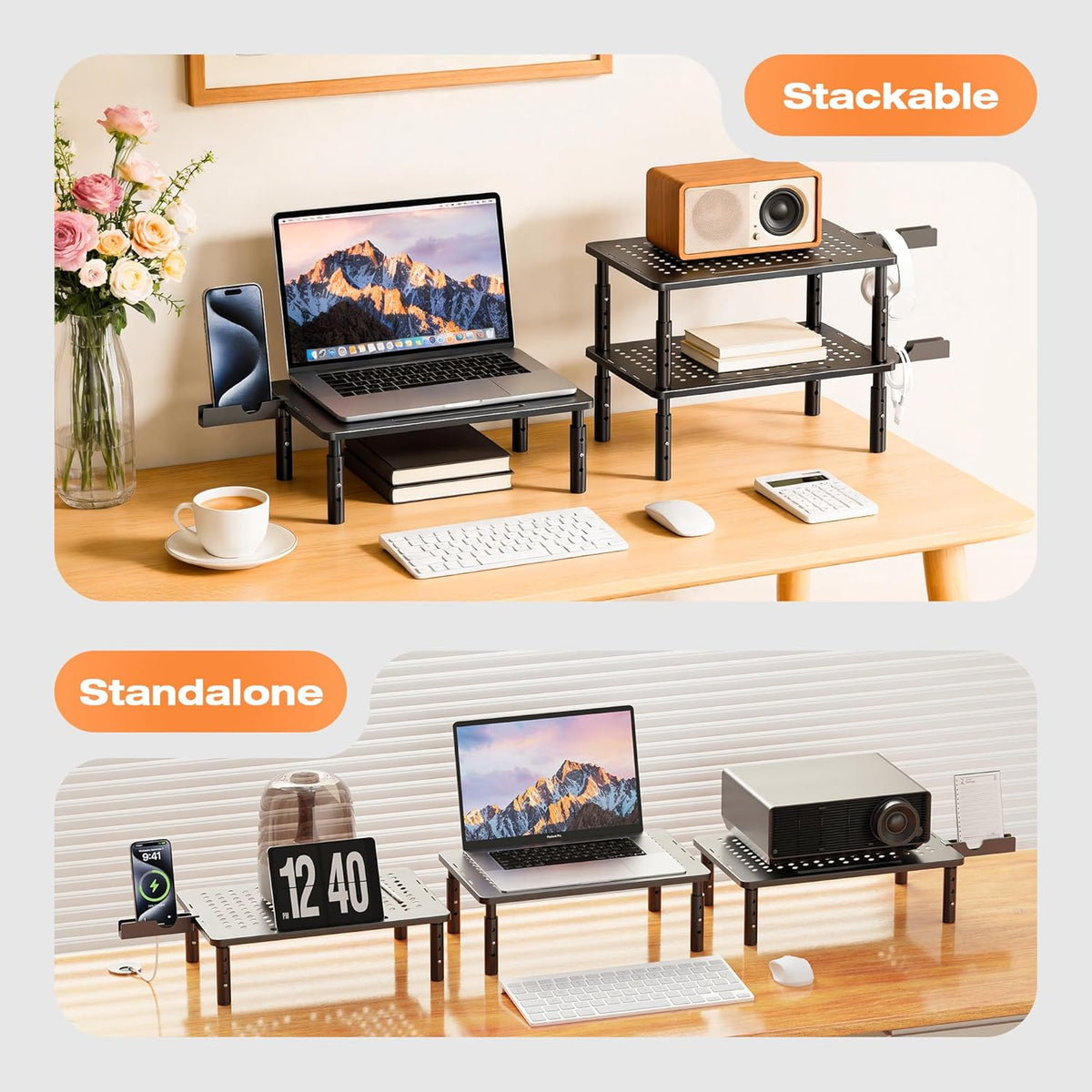 Computer Monitor Stand Riser, 2 Pack