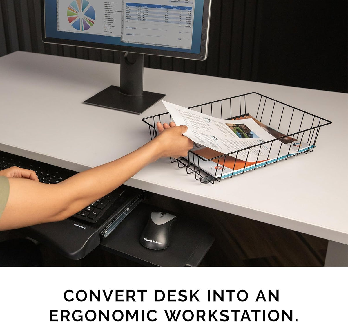 Workstation Legal Size Desk Tray Organizer, Wire, Black (65112)