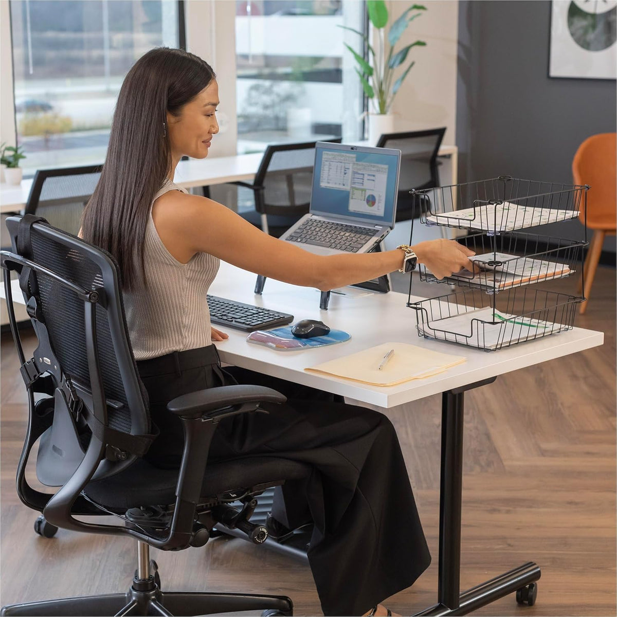 Workstation Legal Size Desk Tray Organizer, Wire, Black (65112)