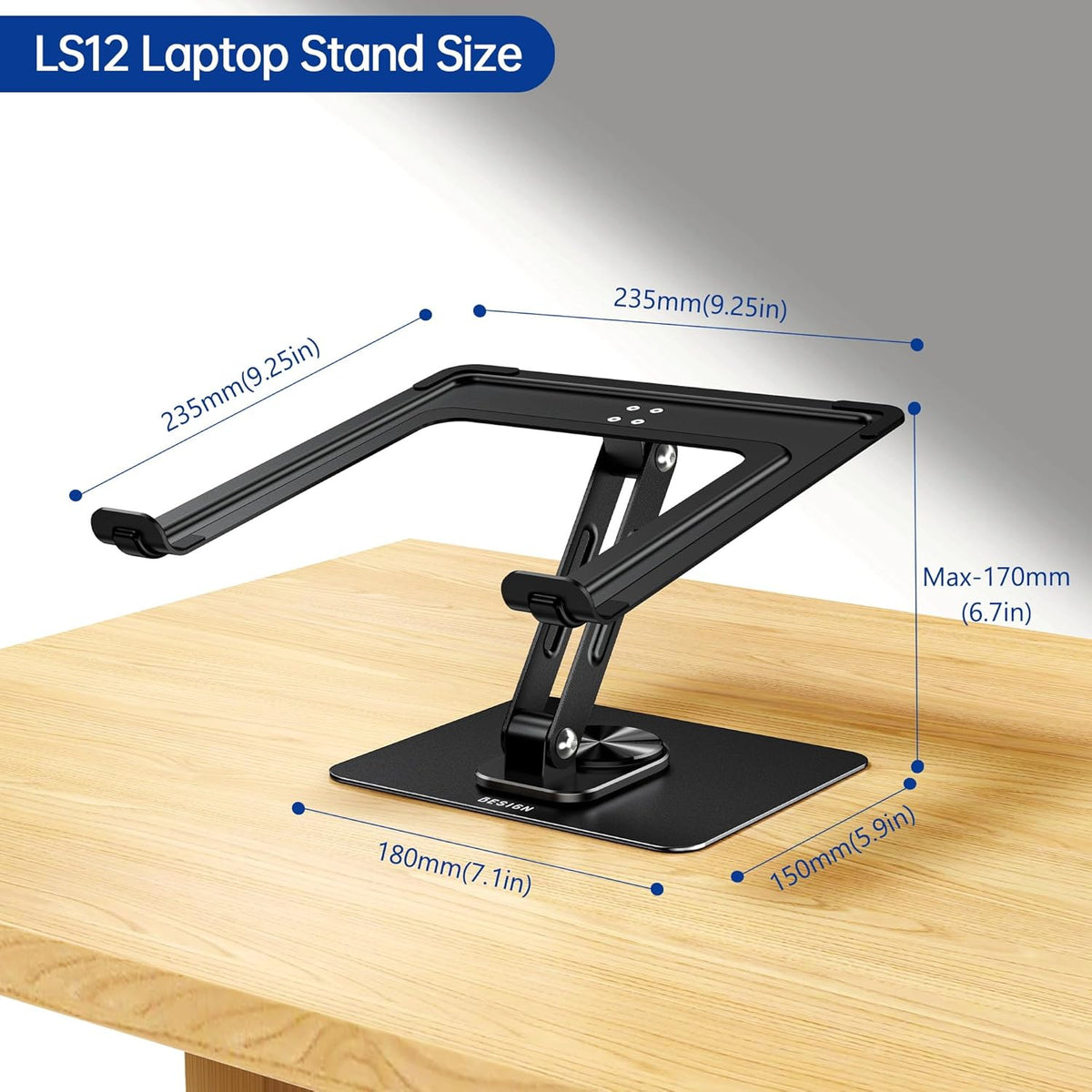LS12 Laptop Stand with 360° Rotating Base