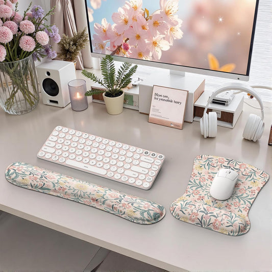 Ergonomic Mouse Pad, Keyboard Wrist Rest, Pink