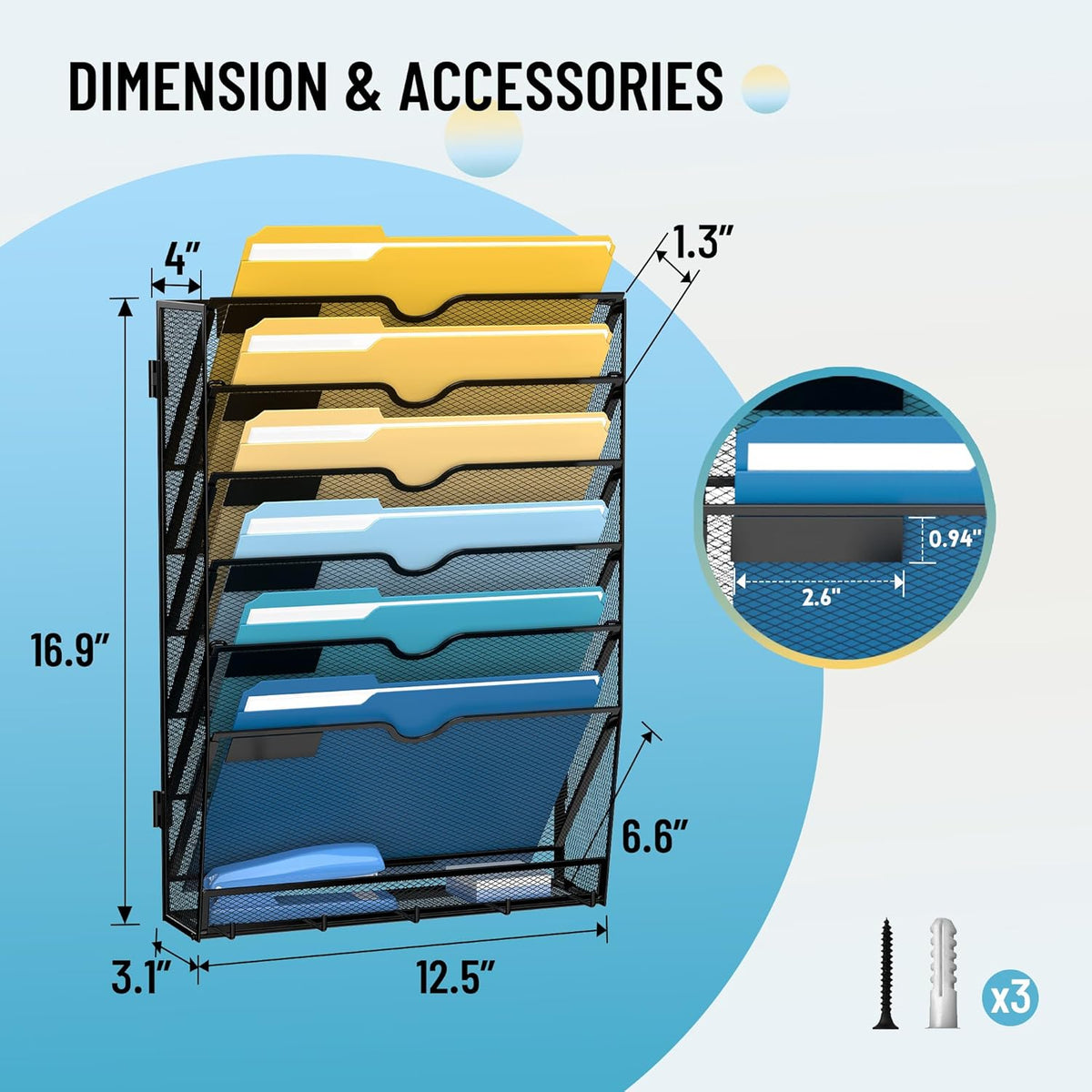 7-Tier Mesh Wall File Holder