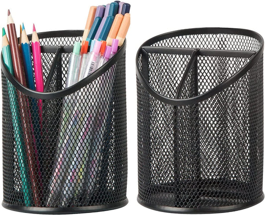 Pen Holder Mesh Round Pencil Holder Desktop Organizer 3