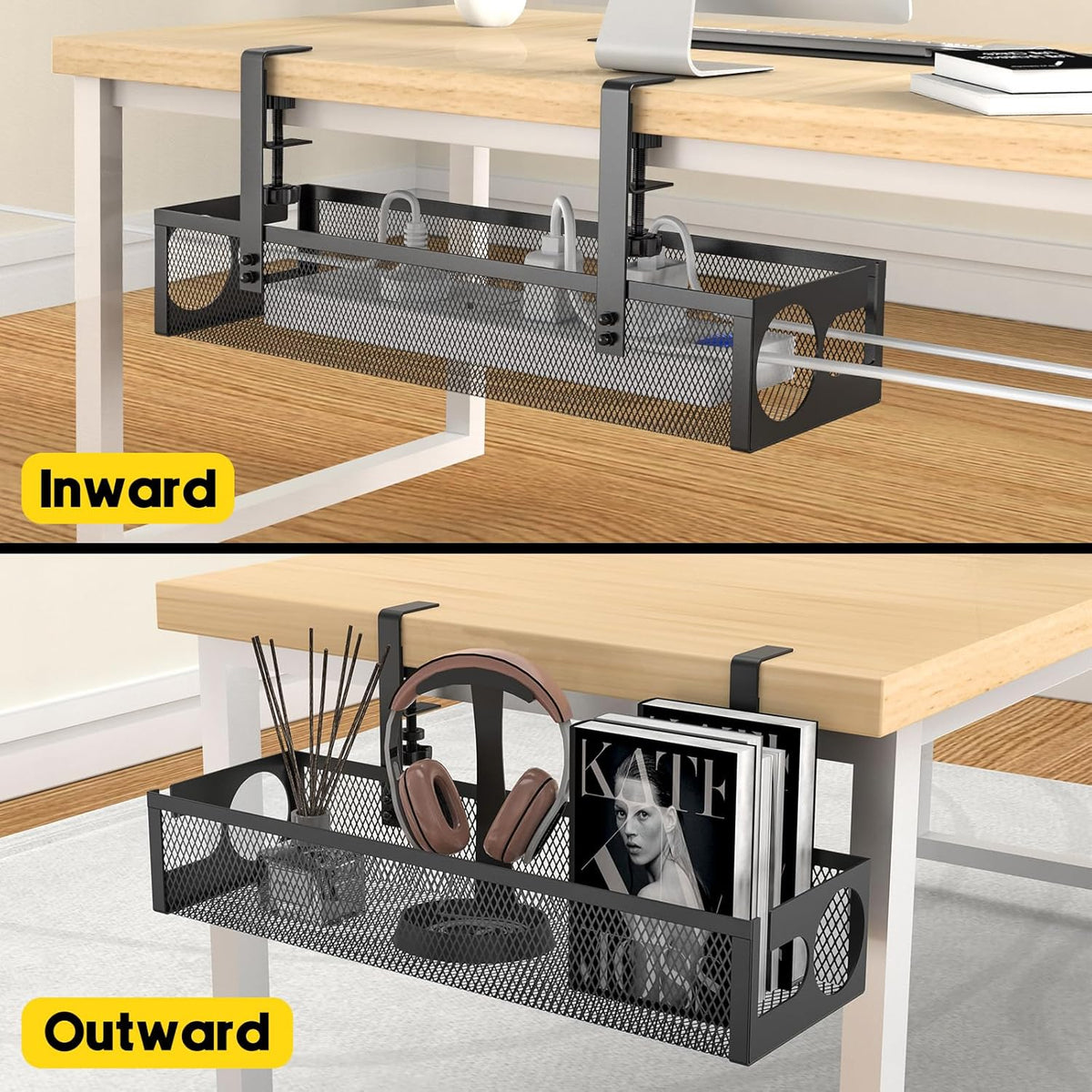 Under Desk Cable Management Tray No Drill 15.1’’