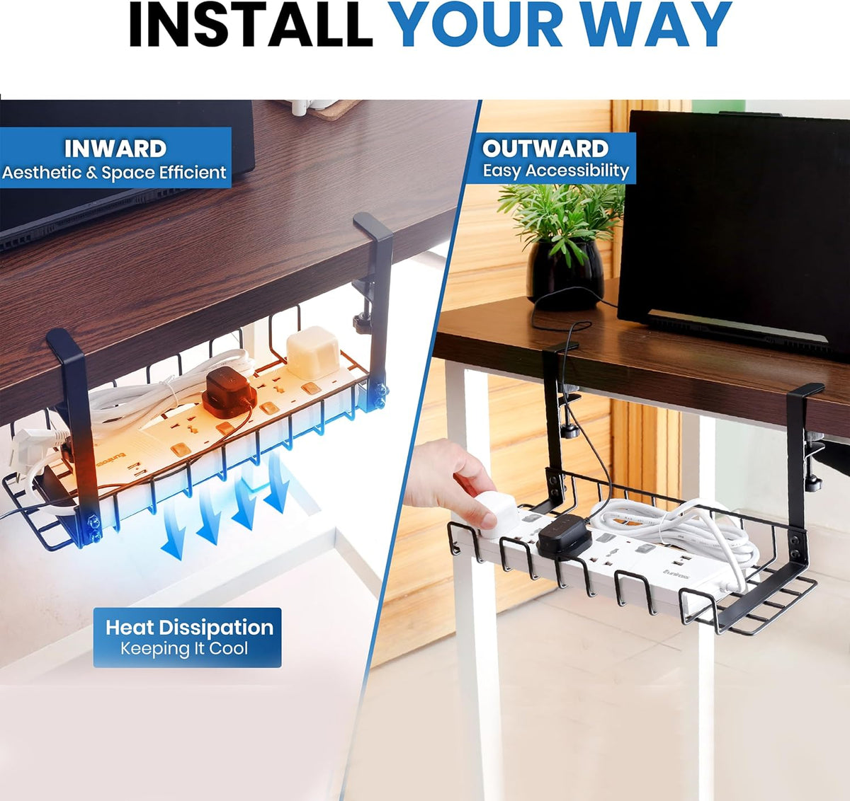 Under Desk Cable Management Tray, 4mm