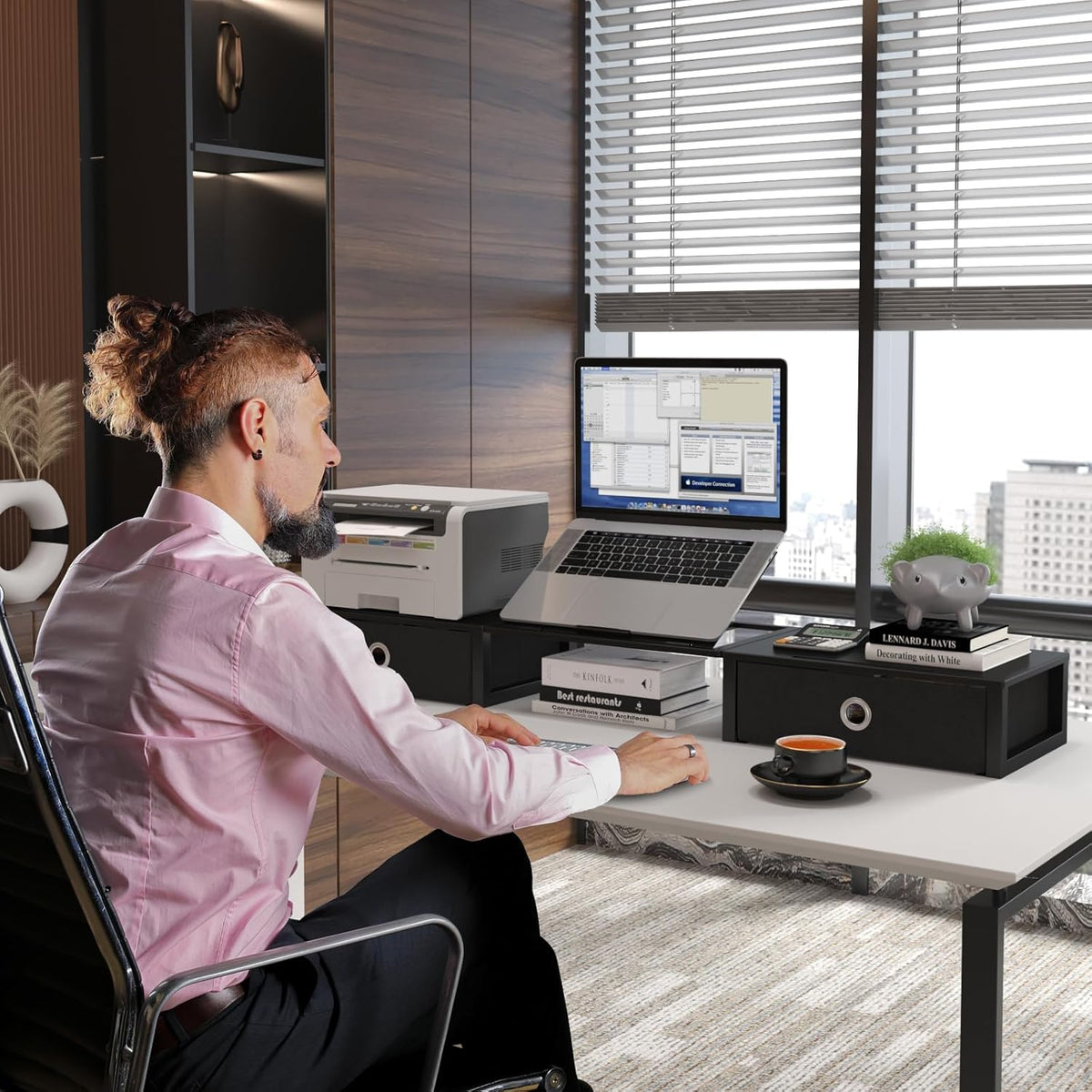 Monitor Stand Riser with Adjustable Laptop Stand Riser