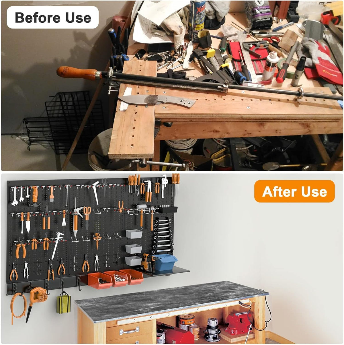 Metal Pegboard Wall Organizer System
