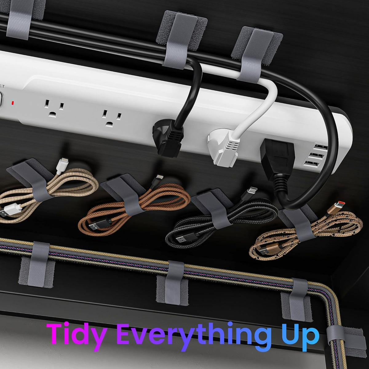 Hook and Loop Cable Ties, 40Pcs
