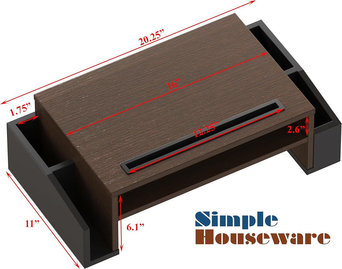Desk Monitor Stand Riser with Adjustable Organizer tray, Espresso