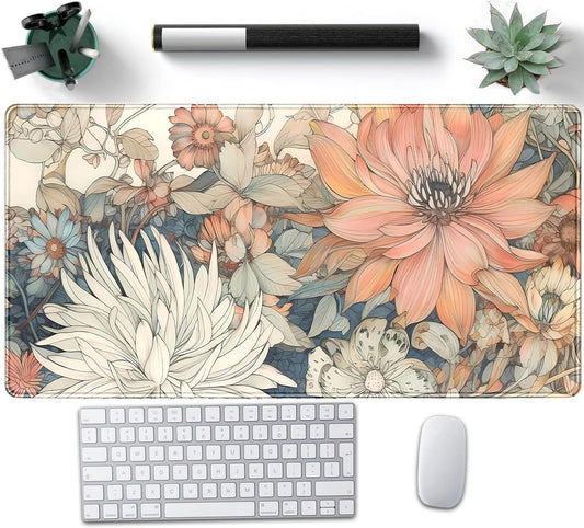 Japanese Floral Desk Mat Boho Aesthetic Flower Desk Matt