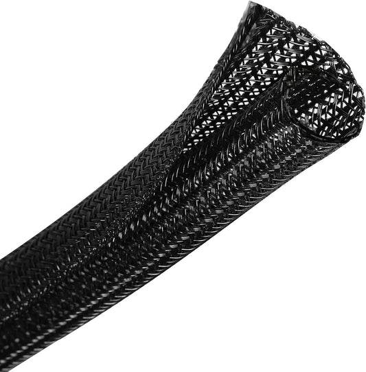 25ft, 3/4 inch Braided Cable Management Sleeve Cord Protector