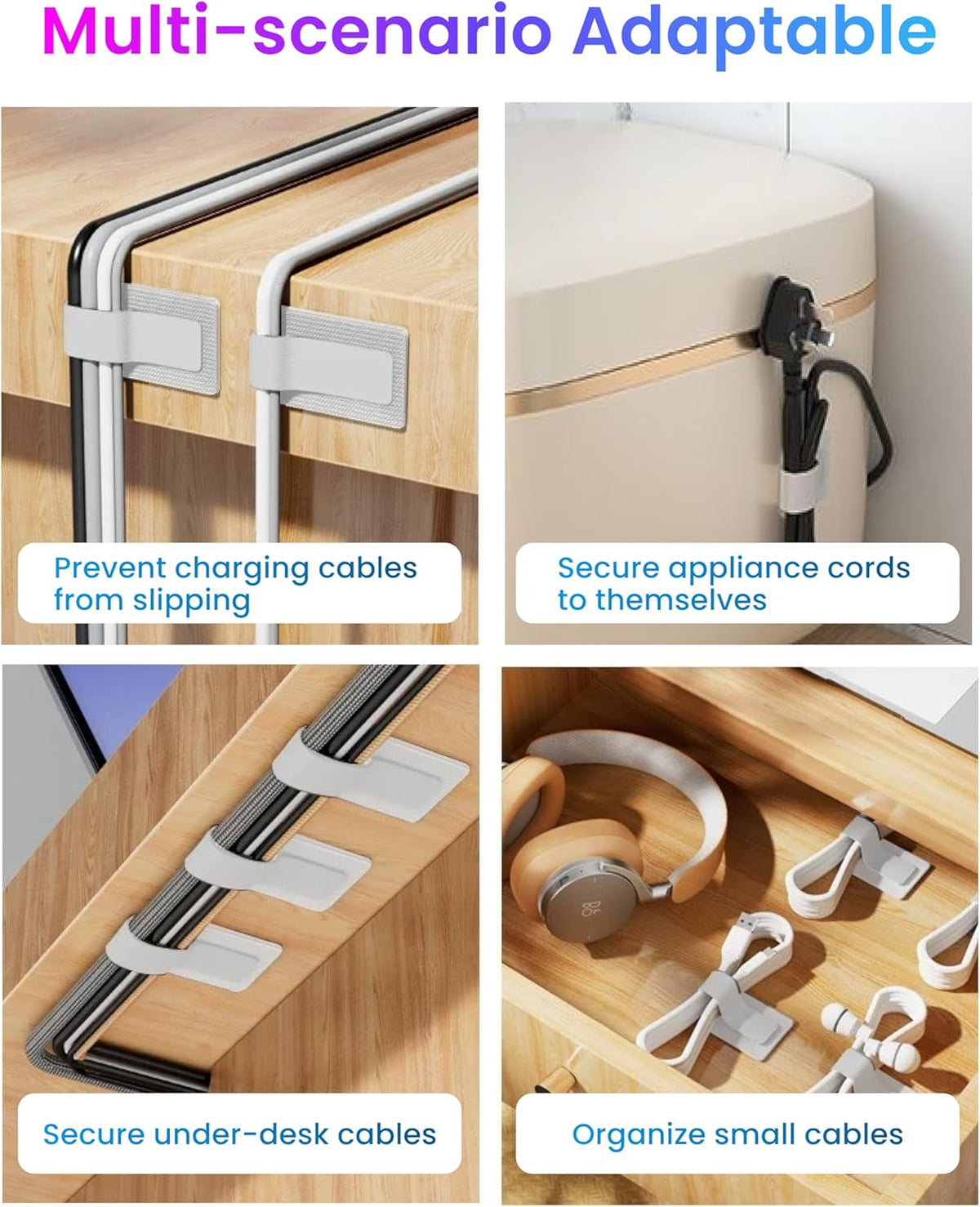Hook and Loop Cable Ties, 40Pcs
