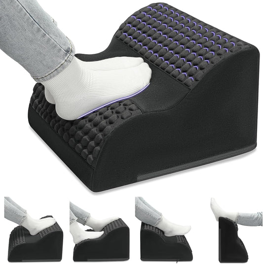 Foot Rest for Under Desk at Work, 3-Tier Foot Stool with Massage Dots and Thick High-Density Foam, Ergonomic Footrest with Washable Cover for Home and Office, Back, Legs & Hip Pain Relief, Black
