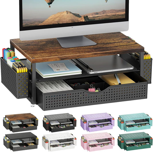 Wood Monitor Stand Riser, 2-Tier