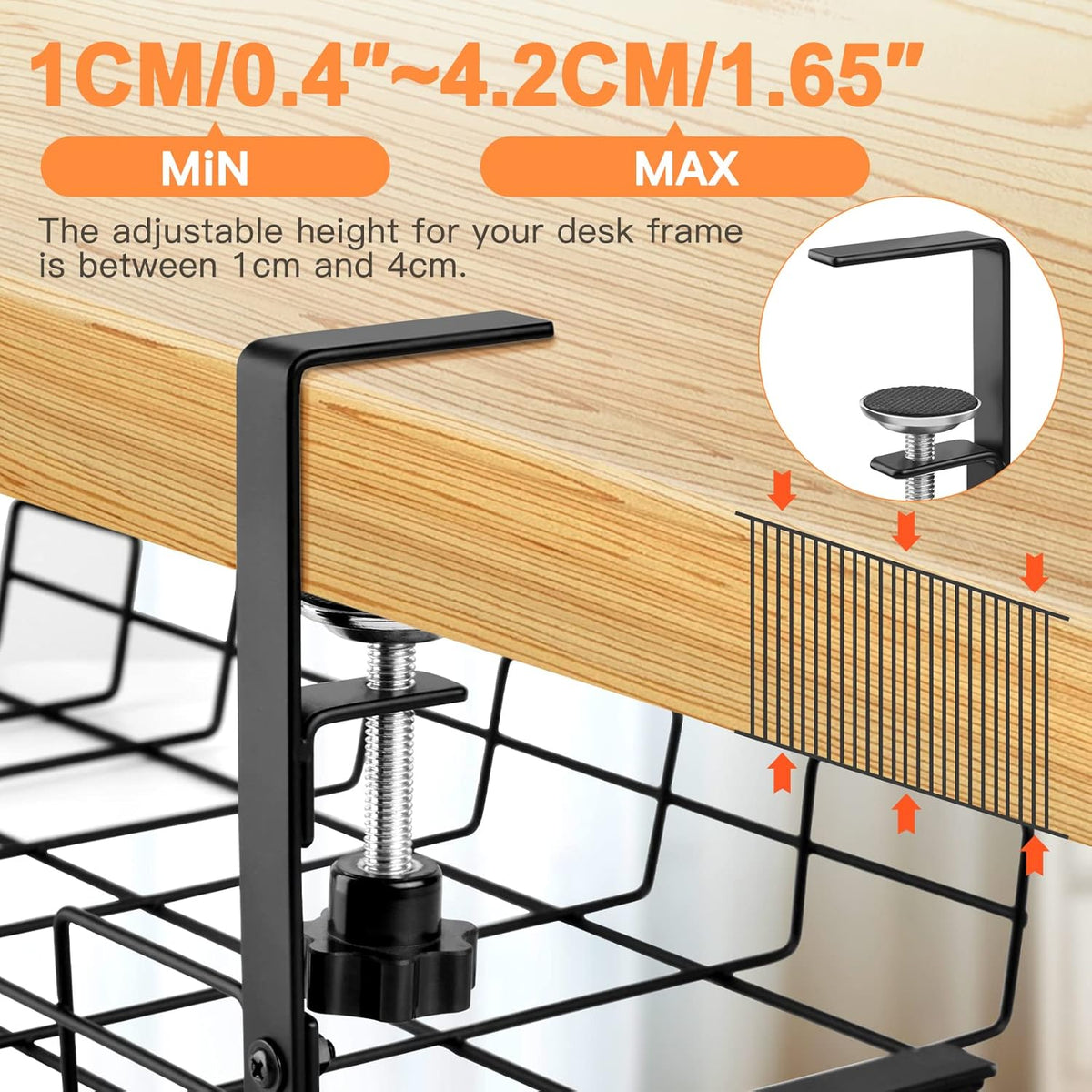 NoDrill 15.7" Under Desk Cable Management Tray