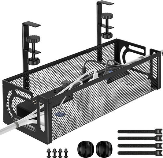 Under Desk Cable Management Tray, 1 Pack, Black