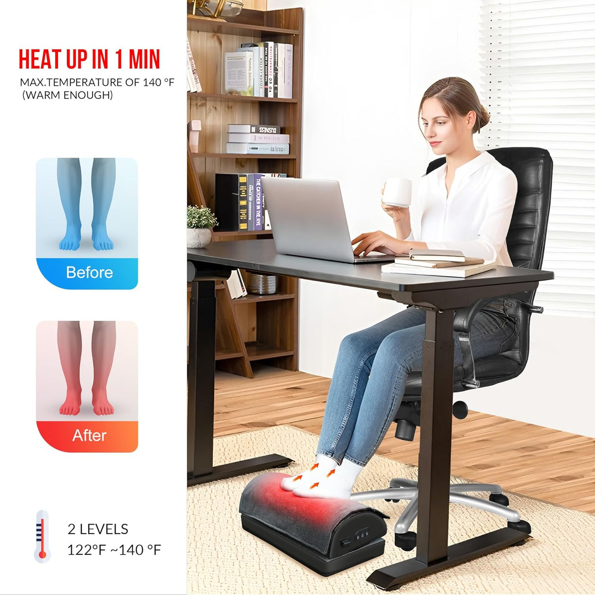 Heated Foot Rest Under Desk at Work