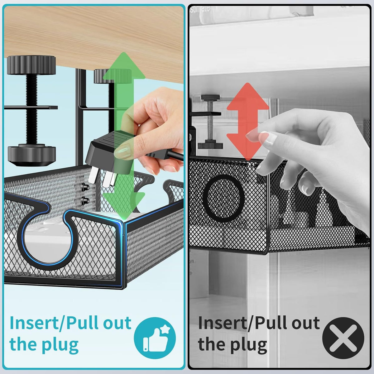 Under Desk Cable Management Tray Black
