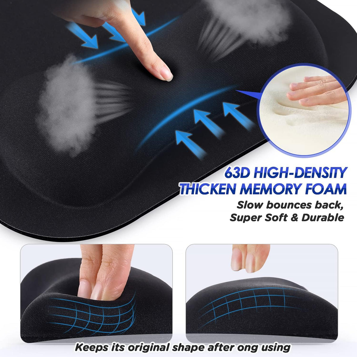 Large Smooth Superfine Fibre Memory Foam Ergonomic Mouse Pad Wrist